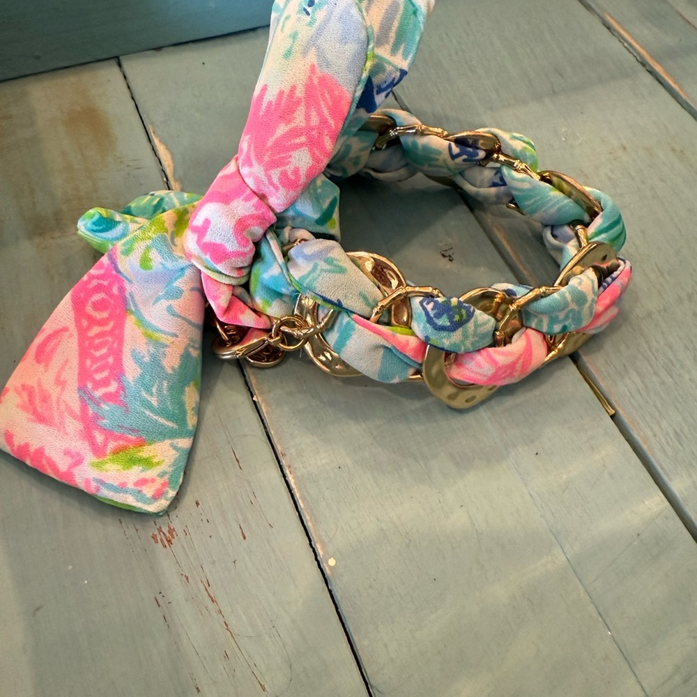 Lilly Pulitzer Pink and Blue Fabric Bracelet